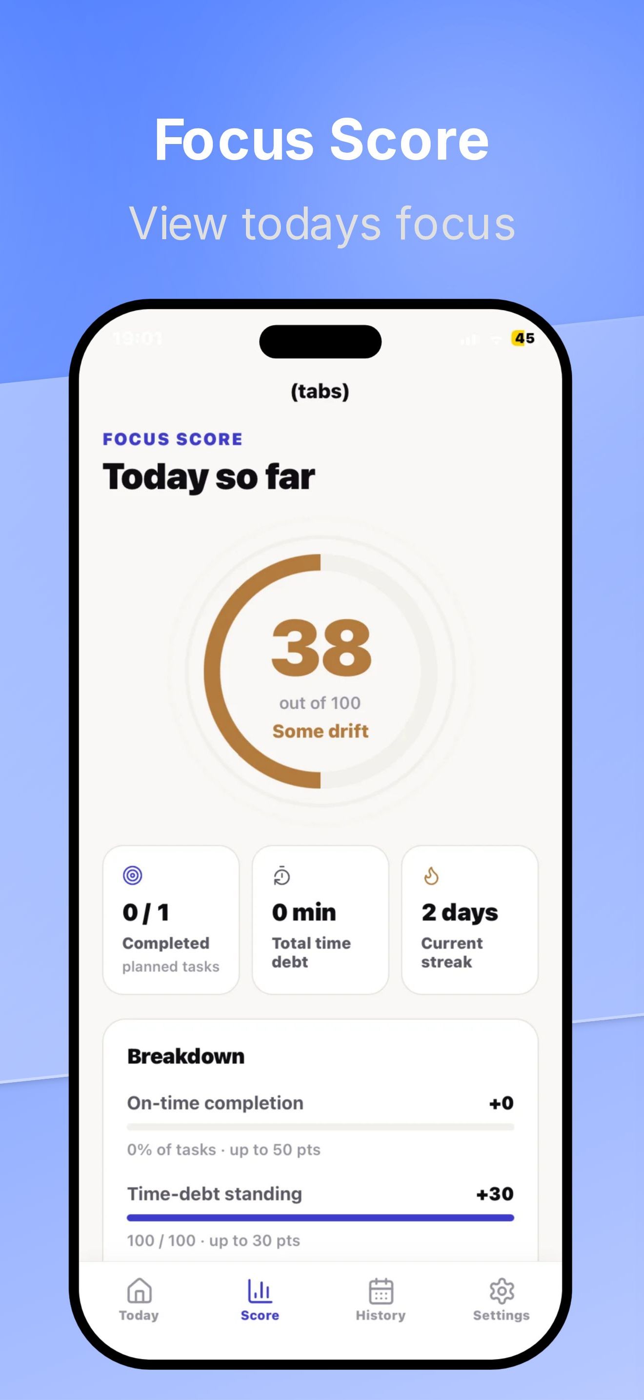 SelfSight focus score screen